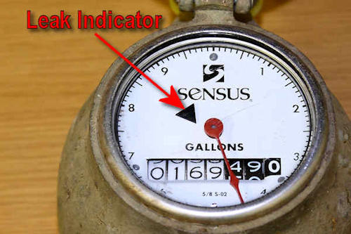 Close-up of water meter display showing meter reading