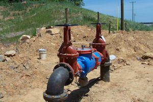 Example of a backflow prevention device installed on an irrigation system